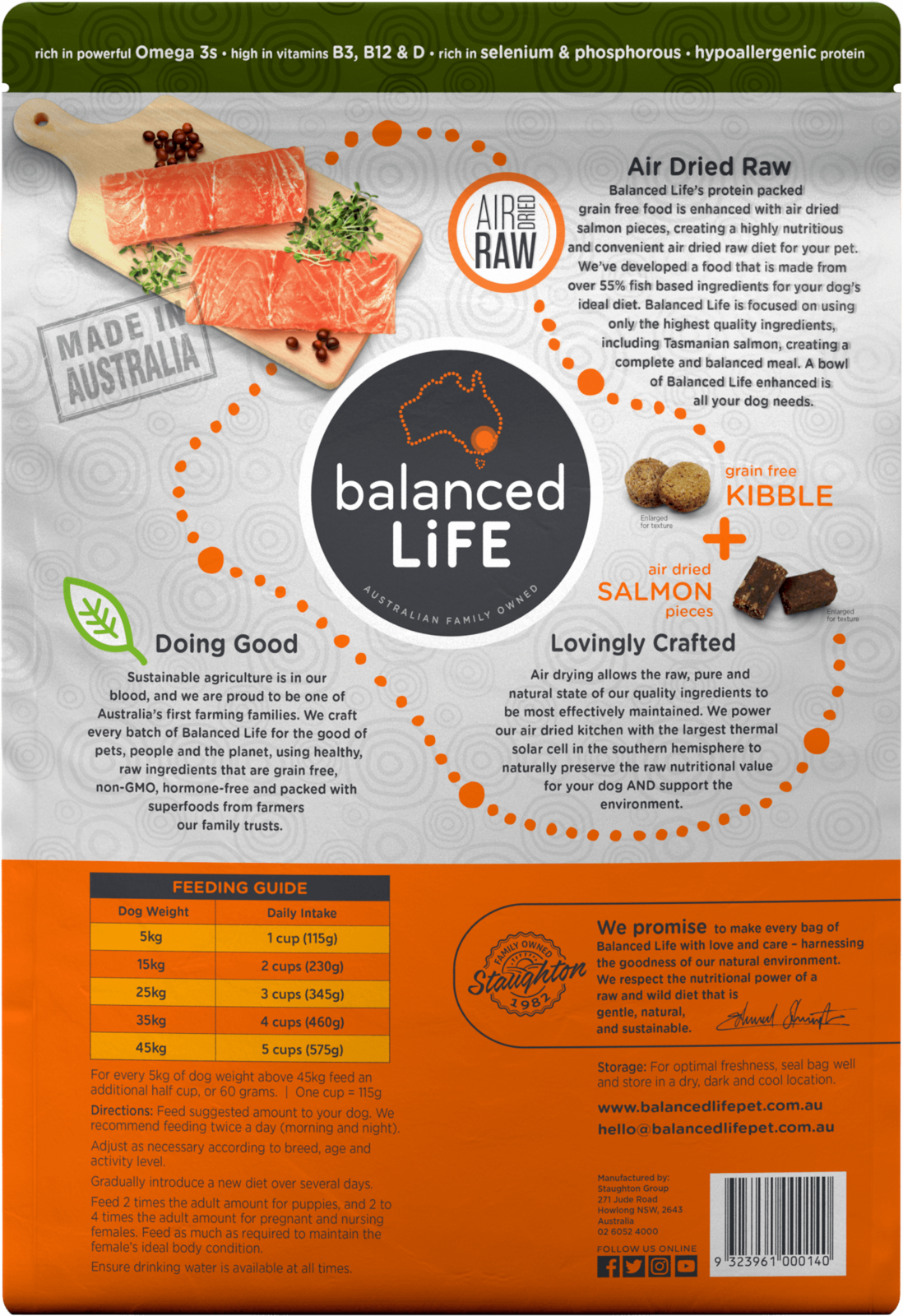 Balanced Life Enhanced Grain Free Kibble & Air-Dried Raw Dog Food - Salmon - 2.5kg