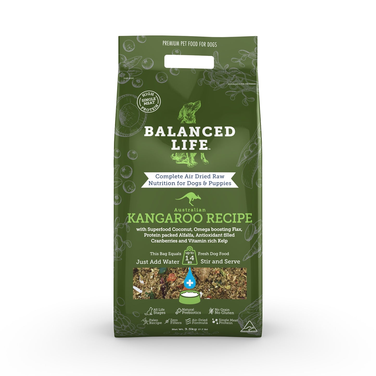 Balanced Life Air Dried Dog Food - Kangaroo - 3.5kg