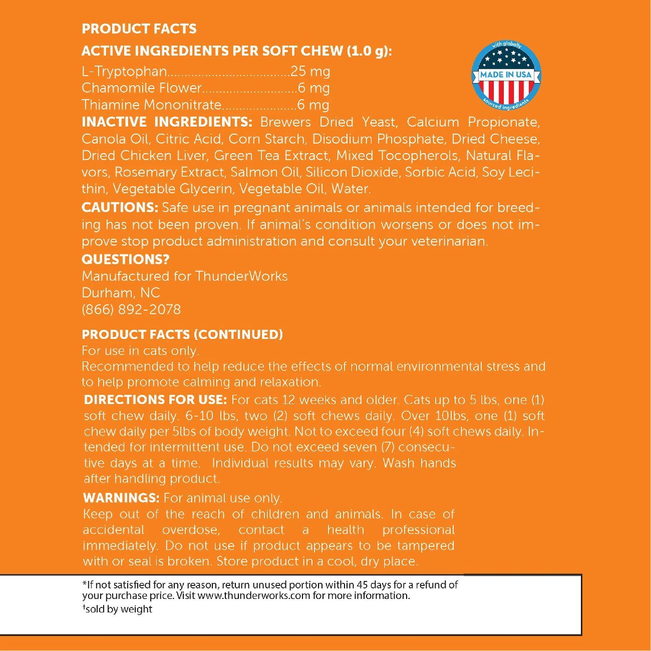 ThunderWunders Calming Chews for Stressed and Anxious Cats 180g