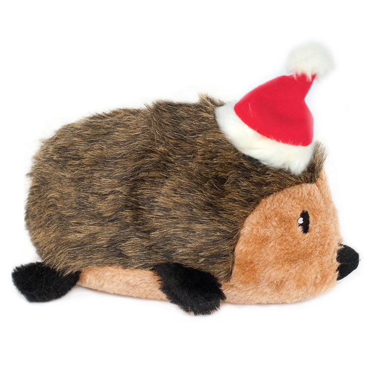 Zippy Paws Plush Squeaker Dog Toy - Christmas Holiday Hedgehog