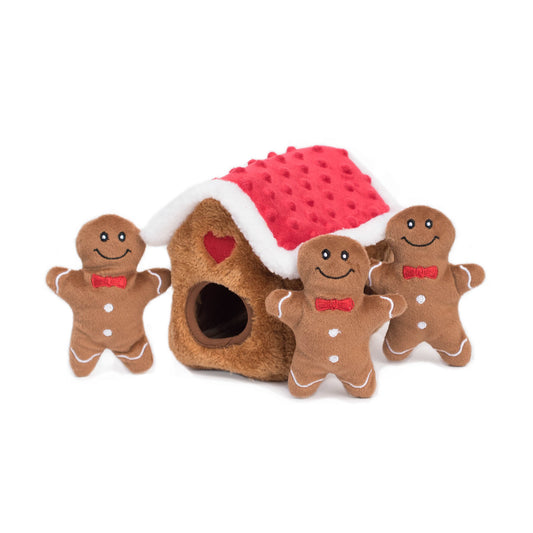 Christmas Holiday Burrow Dog Toy - Gingerbread House by Zippy Paws