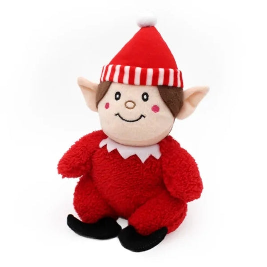 Zippy Paws Holiday Cheeky Chumz Plush Dog Toy - Christmas Red Elf