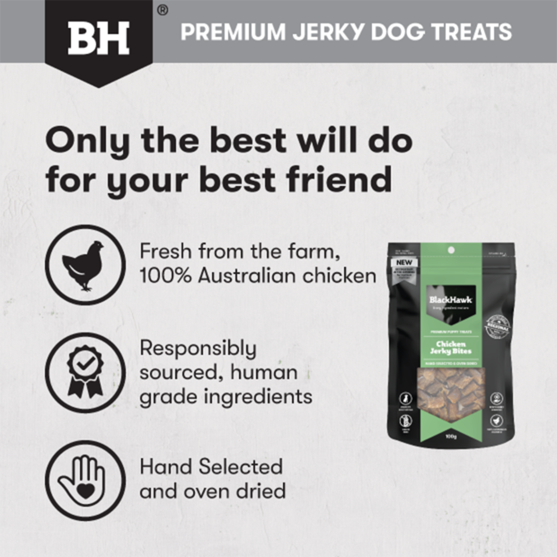 BLACK HAWK Puppy - Chicken Jerky Bites 100g