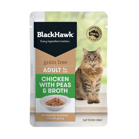 BLACK HAWK Adult Grain Free - Chicken with Peas & Broth in Gravy 12 x 85g
