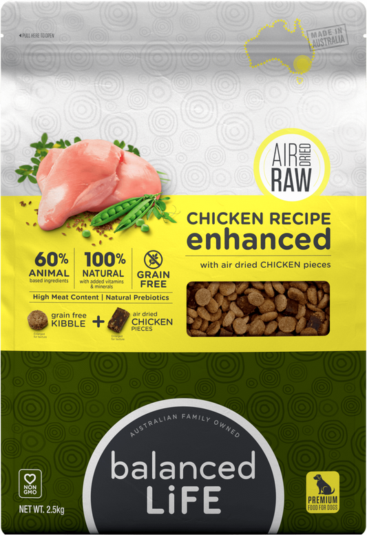Balanced Life Enhanced Grain Free Kibble & Air-Dried Raw Dog Food - Chicken - 2.5kg