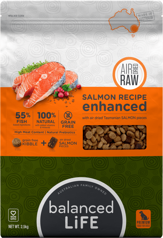 Balanced Life Enhanced Grain Free Kibble & Air-Dried Raw Dog Food - Salmon - 2.5kg