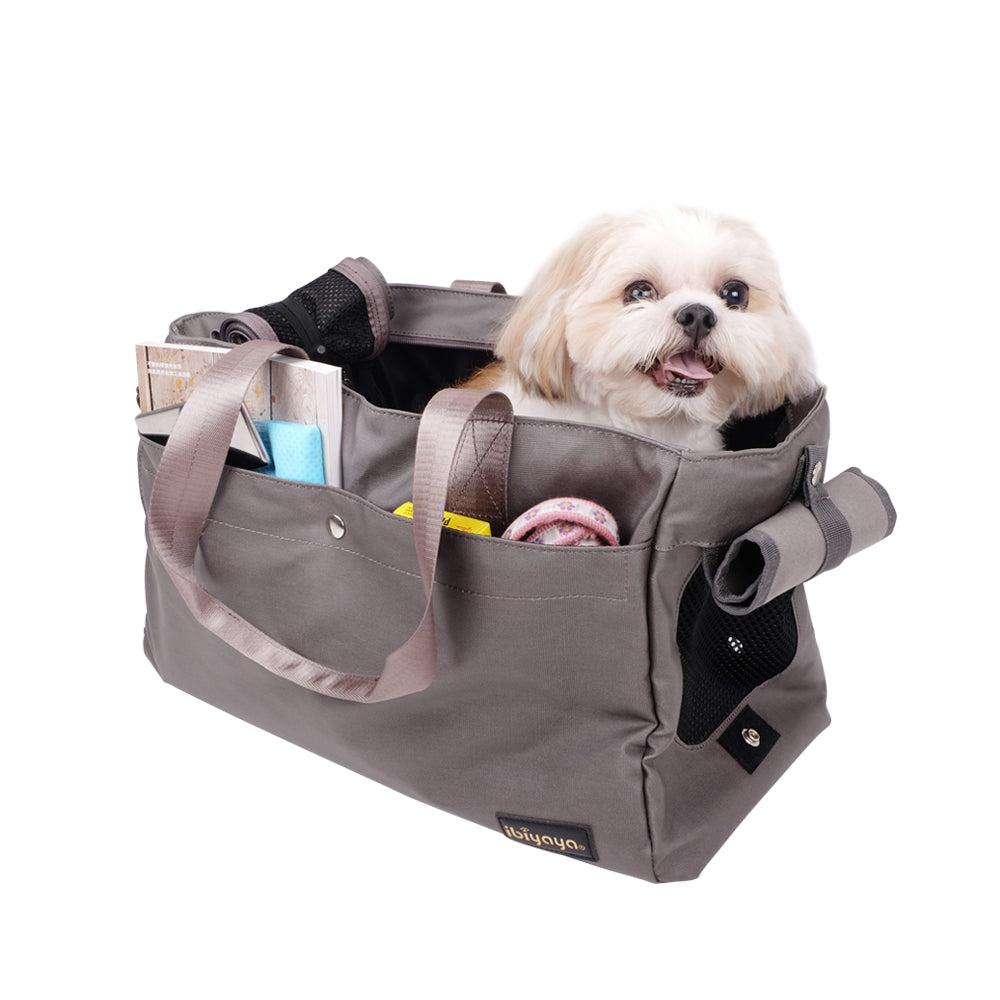 Ibiyaya Canvas Pet Carrier Tote for Cats & Dogs - Grey