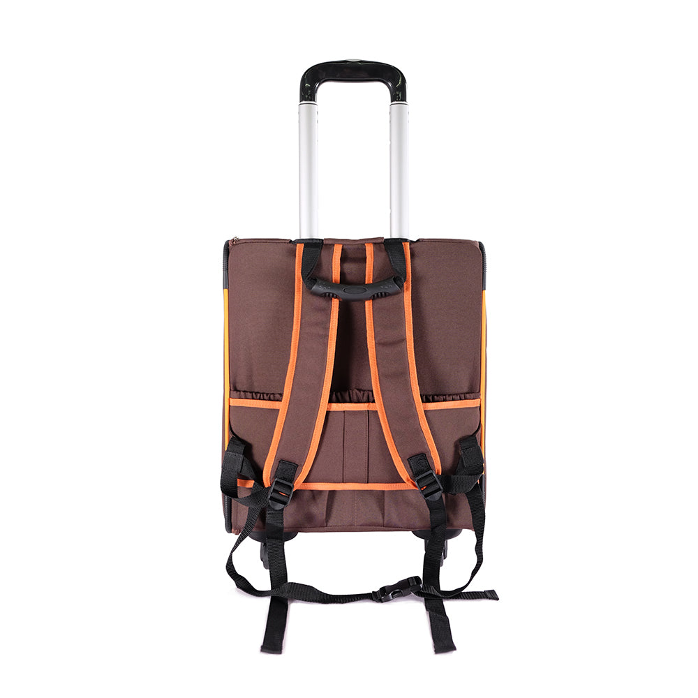 Ibiyaya New Liso Backpack Parallel Transport Pet Trolley- Orange/Brown