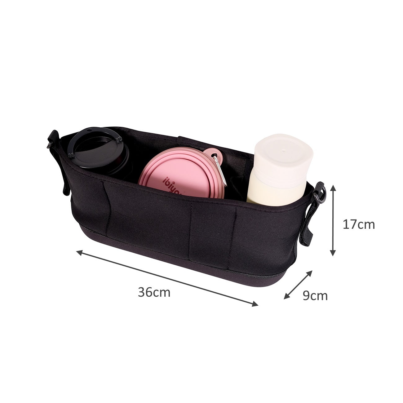 IBIYAYA Pet Pram Organizer Stroller Pouch - Black