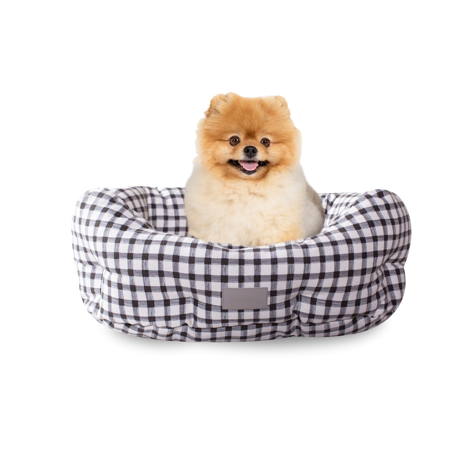 Fringe Studio Round Cuddler Dog Bed Black Gingham