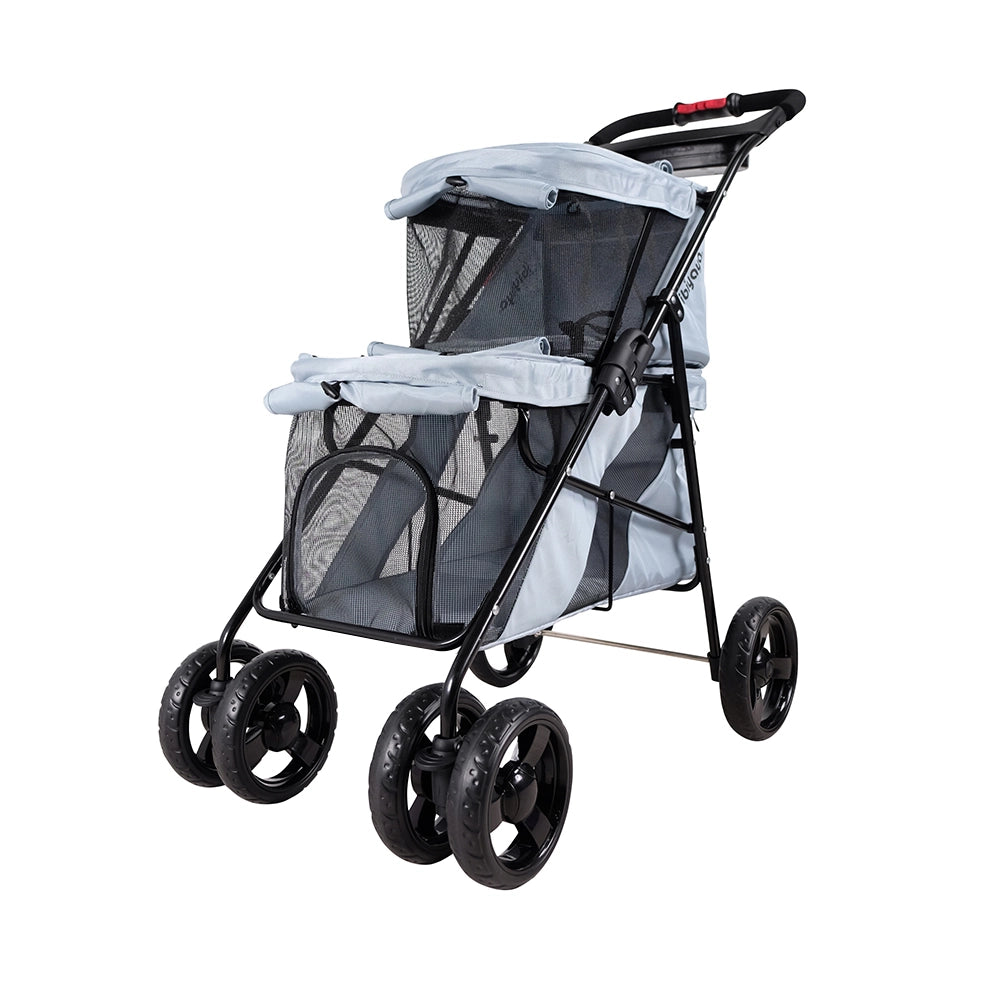 Ibiyaya Double Decker Pet Stroller for Multiple Pets - Silver Gray