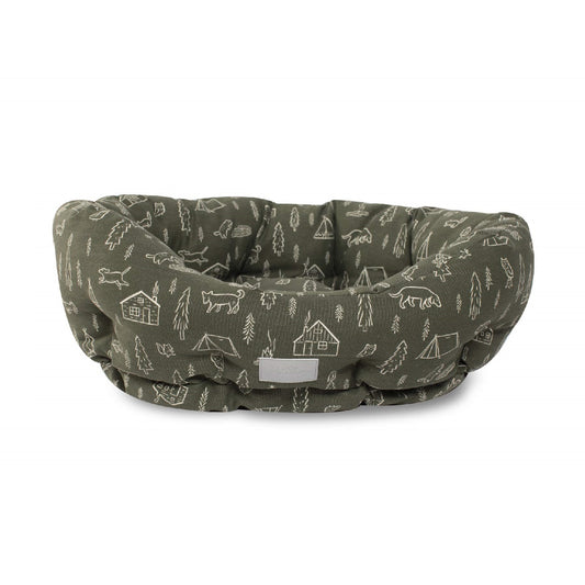 Fringe Studio Camping Olive Round Cuddler Dog Bed