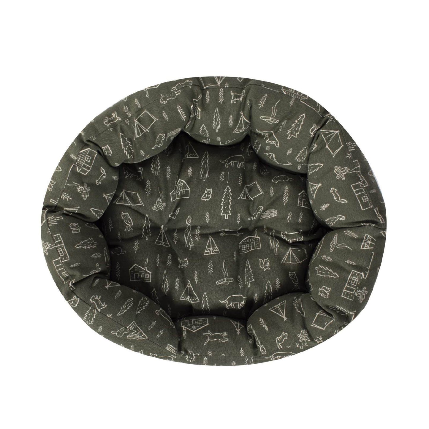 Fringe Studio Camping Olive Round Cuddler Dog Bed