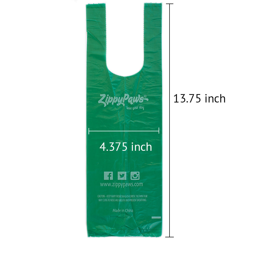 Zippy Paws Dog Poop Pick-Up Bags with Handles - Green Unscented - 120 bags